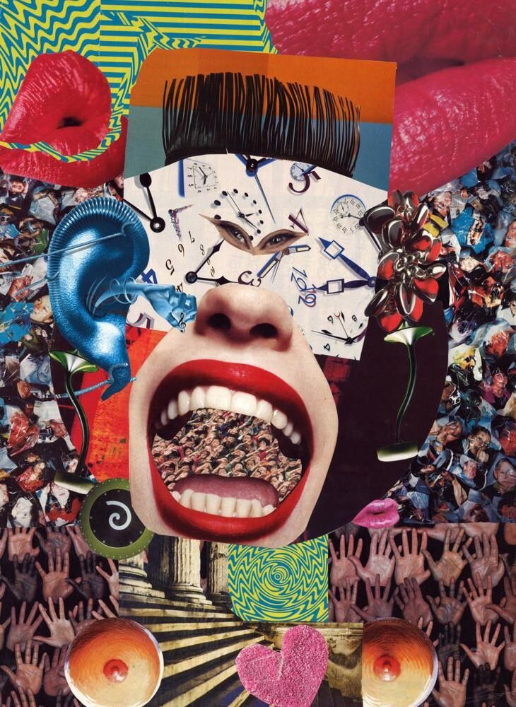 "On est tous là" est un collage de Giwhizart qui capture l'essence de l'unité et de la solidarité. À travers des fragments d'images et de textures, l'œuvre symbolise la force de la communauté et l'importance de l'interconnexion humaine.