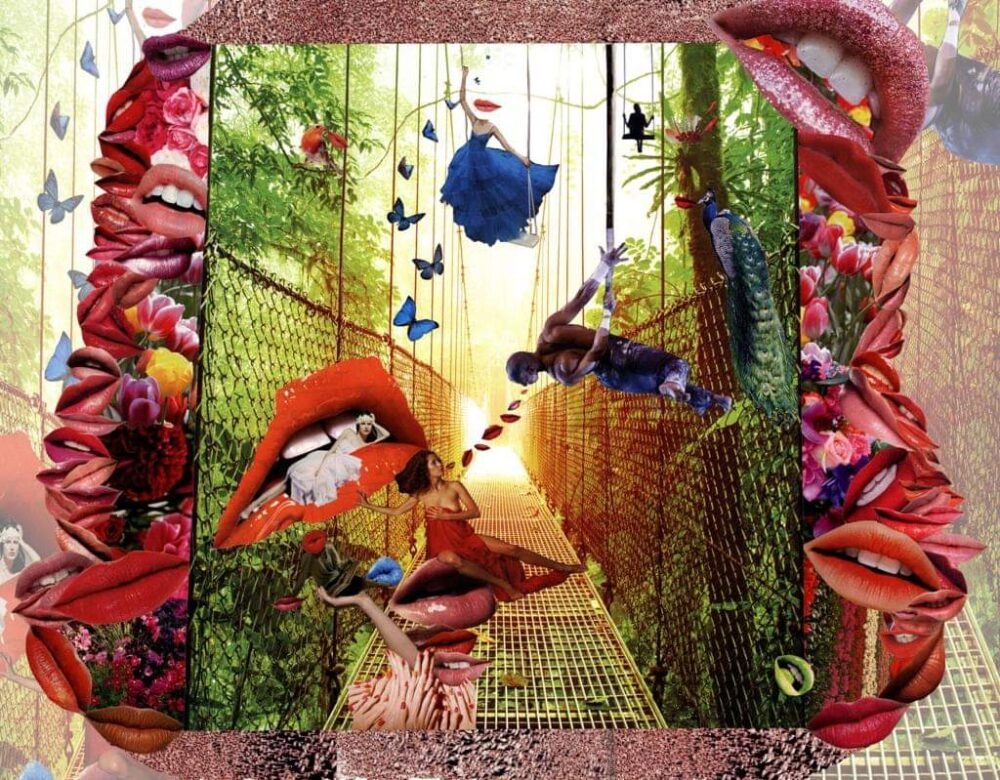 "Le Baisé Bleu dans tes yeux – collage poétique de Giwhizart"