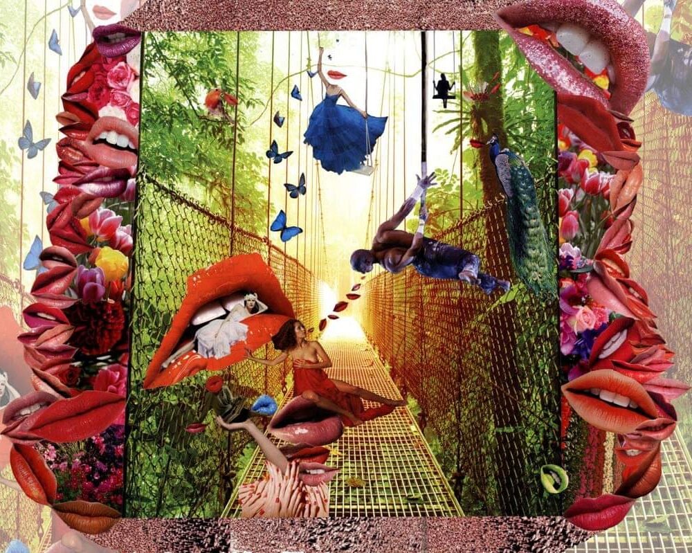 "Le Baisé Bleu dans tes yeux – collage poétique de Giwhizart"