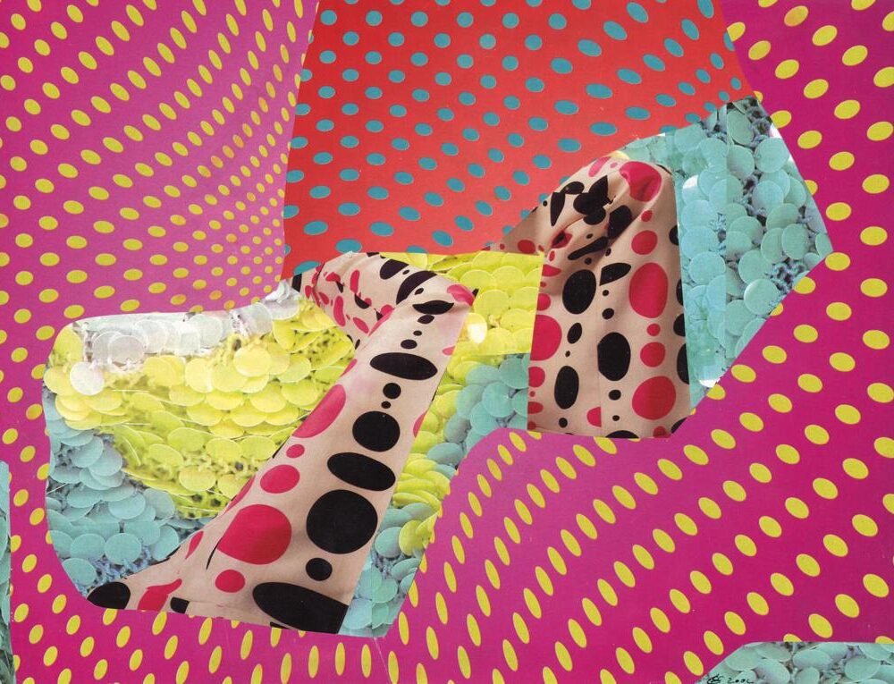 "Point liés, les années disco" est un collage papier de Giwhizart qui plonge dans l’effervescence des années 70, capturant l’esprit festif et la culture de la musique disco à travers une explosion de couleurs et de formes dynamiques.