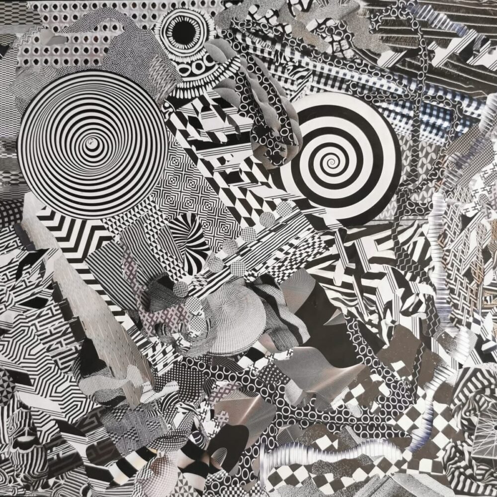 Collage papier "Perturbateur" oeuvre artistique de Giwhizart
