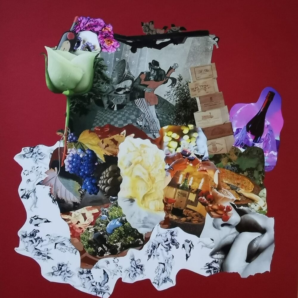 Collage papier "Carpe Diem" Oeuvre artistique de Giwhizart