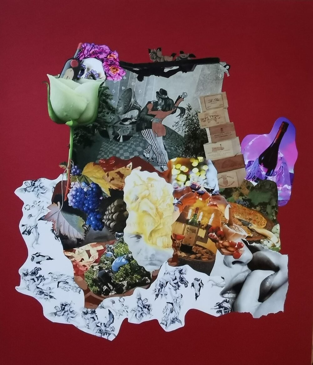 Collage papier "Carpe Diem" Oeuvre artistique de Giwhizart