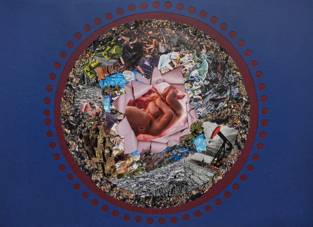 Collage papier "PCB tu me tiens" oeuvre artistique de Giwhizart
