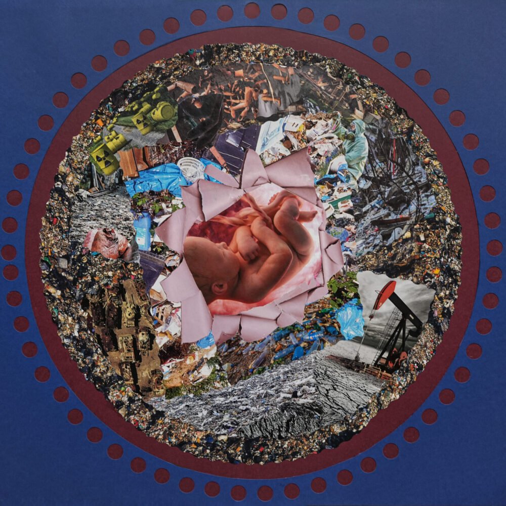 Collage papier "PCB tu me tiens" oeuvre artistique de Giwhizart